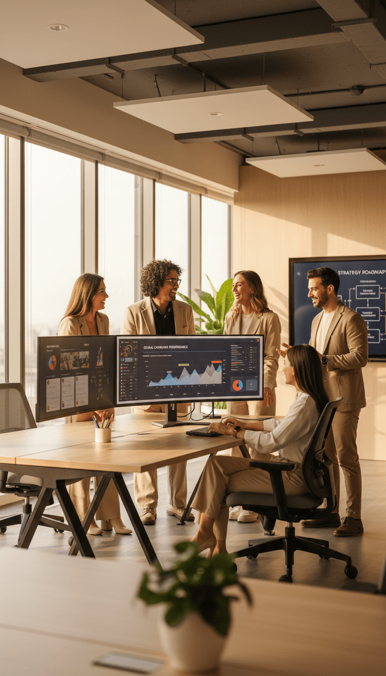 TRANSVIORA AGENCY LLC team collaborating on digital marketing strategy